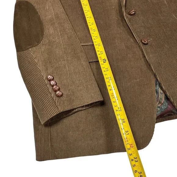 Lauren Ralph Lauren Corduroy Blazer Sports Coat 46R Brown Elbow Patch Heritage